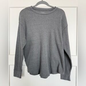 Time and Tru Charcoal Waffle-weave Long Sleeve Top